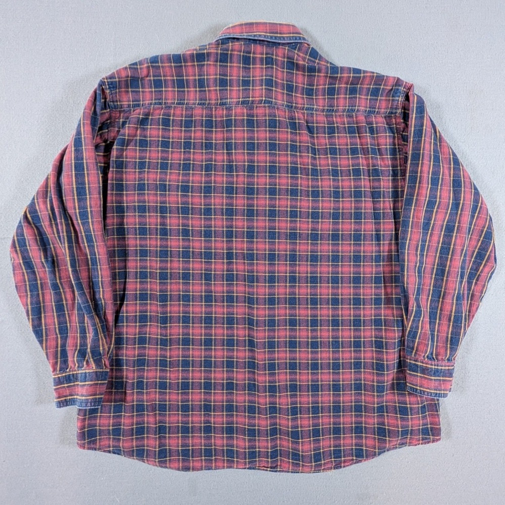 Wrangler Western Shirt Mens Large Red Blue Plaid Long Sleeve Button Down Vintage - Picture 3 of 7